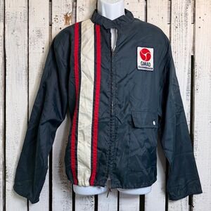 VTG Horizon GMAD Racing Jacket Men XL Retro Windbreaker Navy Full Zip Prop Auto